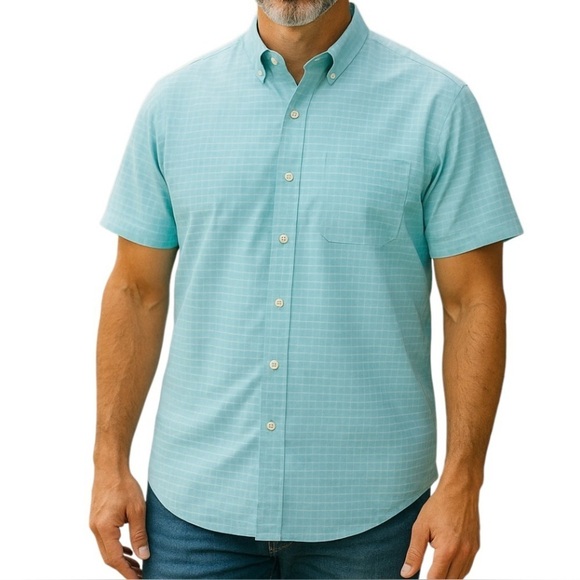 Cutter & Buck Other - Cutter & Buck short sleeved checkered button down shirt, blue. Men’s XL Tall